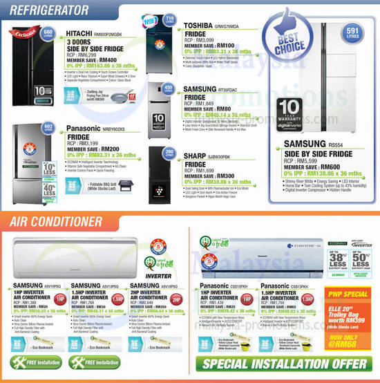 Appliances, Fridges, Air Conditioners, Hitachi, Panasonic, Toshiba, Samsung