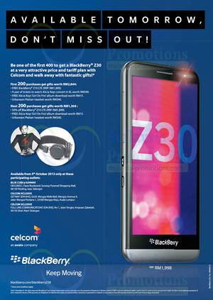 Featured image for BlackBerry Z30 Availability & Launch Promos @ Celcom 4 Oct 2013