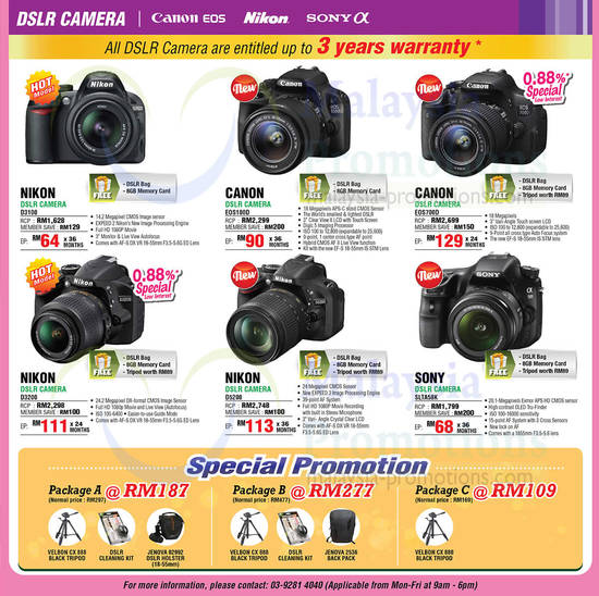 Digital Cameras, Nikon, Canon, Sony, Nikon D3100, Canon EOS 100D, Canon EOS 700D, Sony SLT-A58K