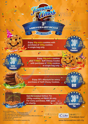 Featured image for Famous Amos 30th Anniversary Promo Offers 4 Oct – 31 Dec 2013