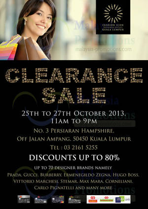 Featured image for (EXPIRED) Fashion Icon KL Up To 80% OFF Sale @ Kuala Lumpur 25 – 27 Oct 2013