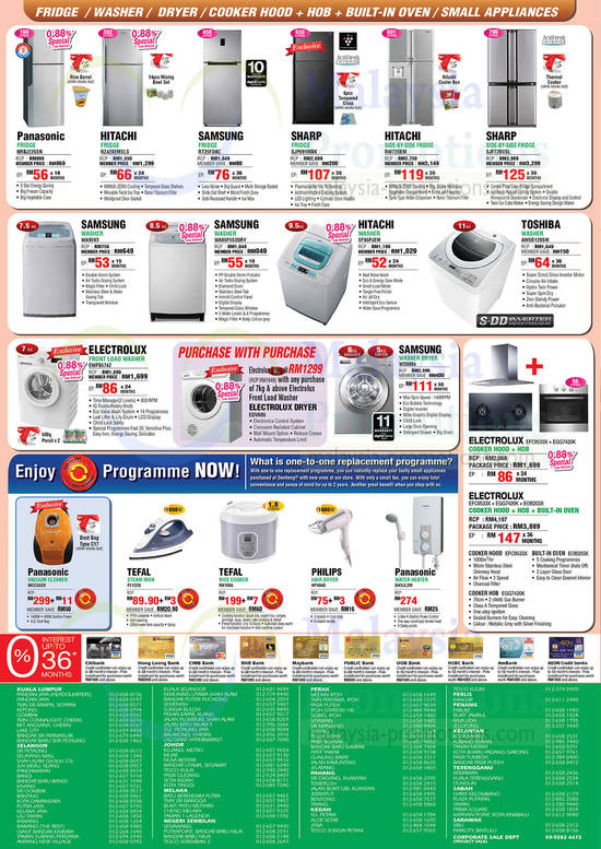 Fridges, Washers, Vacuum Cleaner, Iron, Rice Cooker, Hair Dryer, Water Heater, Panasonic, Hitachi