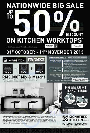 Featured image for (EXPIRED) Signature Kitchen Up To 50% OFF Kitchen Tops SALE @ Nationwide 31 Oct – 11 Nov 2013