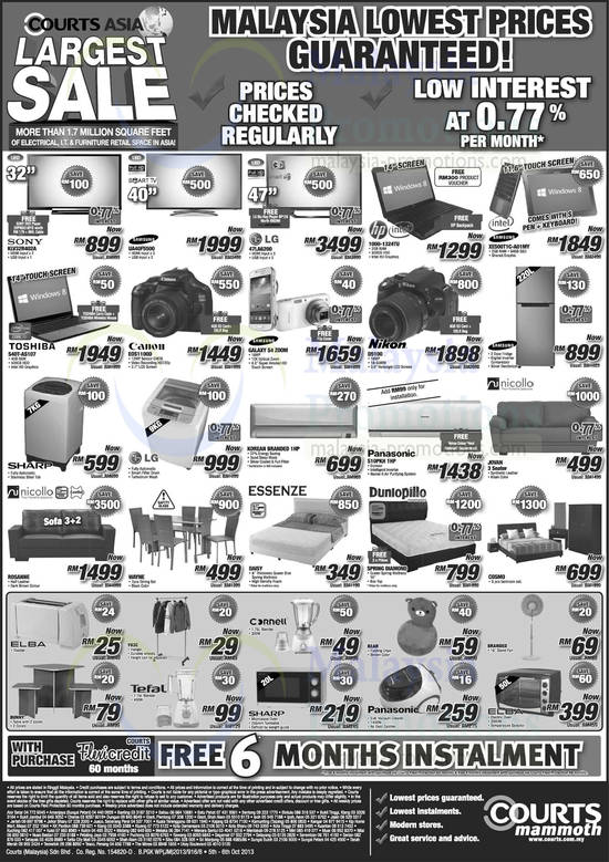 TVs, Notebooks, Tablets, Digital Cameras, DSLRs, Sofas, Mattresses, Sony, Samsung, LG, HP, Toshiba