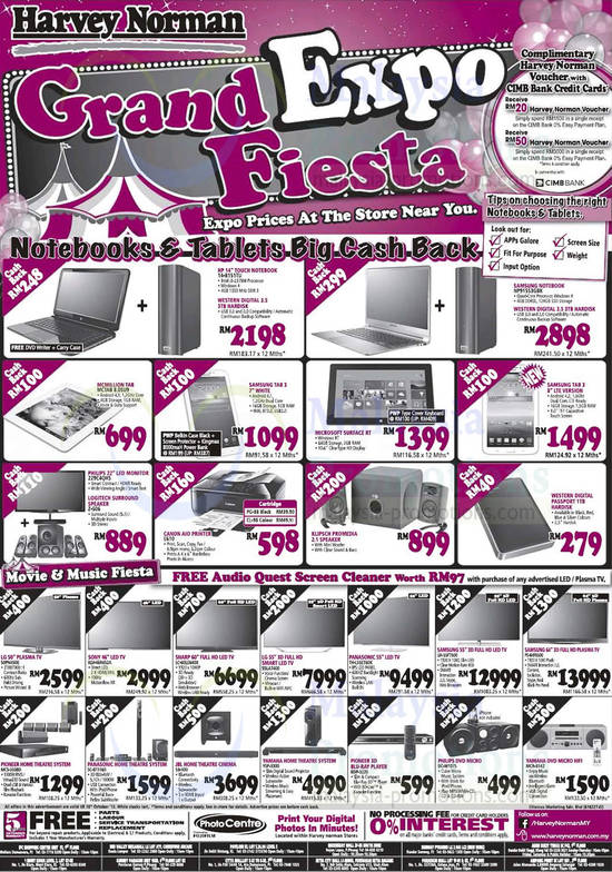 Tablets, Printers, TVs, Home Theatre Systems, DVD Players, Hi-Fi, Samsung, Microsoft, Canon, LG, Sharp