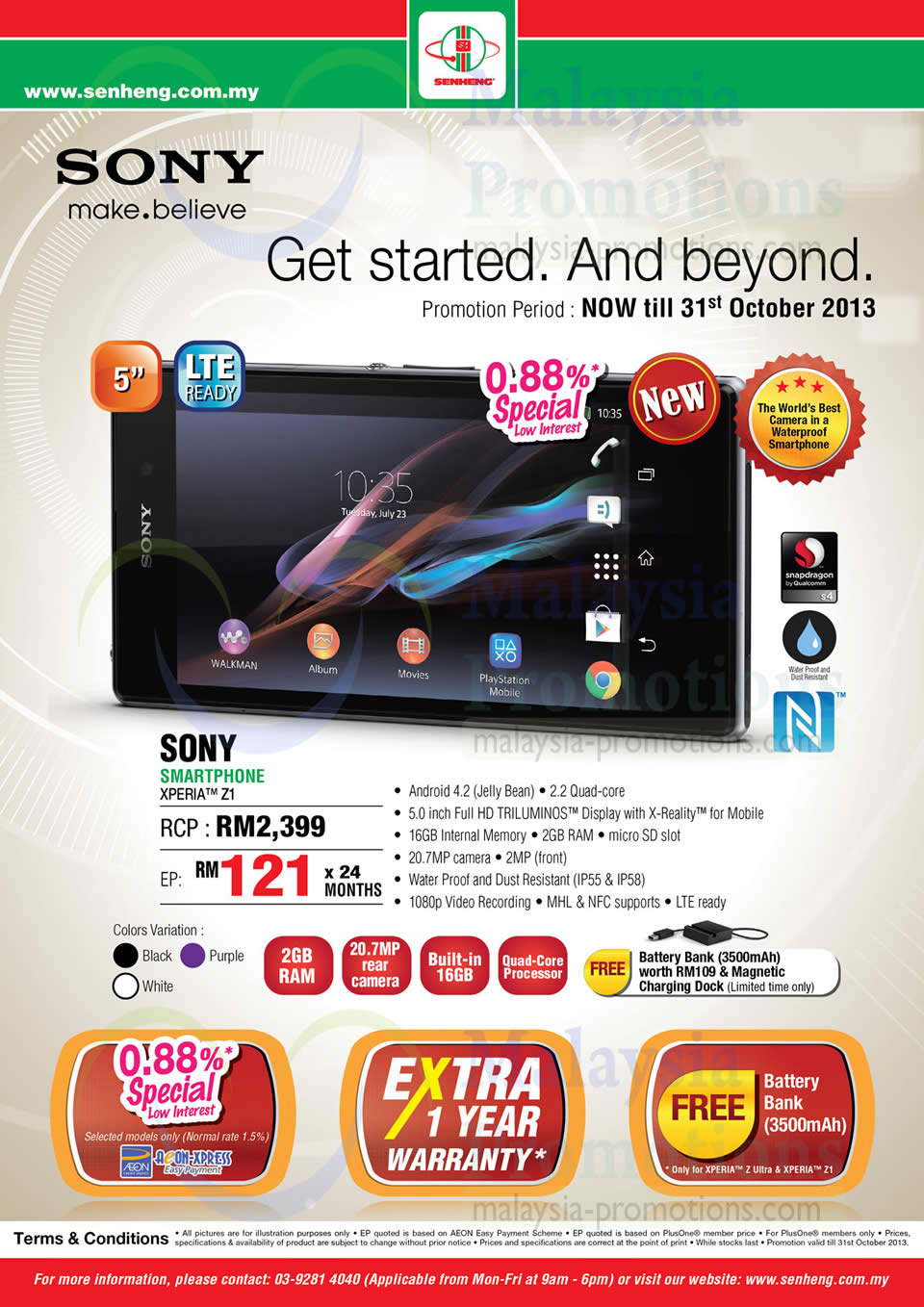 Featured image for Senheng Sony Xperia Z1 & Other Xperia Offers 8 Oct 2013