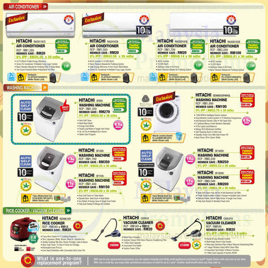 Air Conditioners, Washers, Hitachi