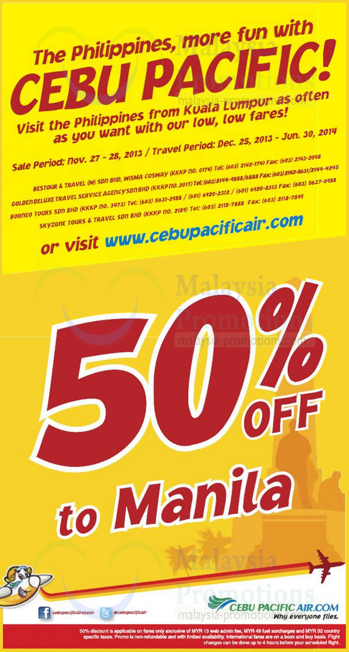 Cebu Pacific Air 50% Off Manila Air Fares Promo 27 - 28 ...