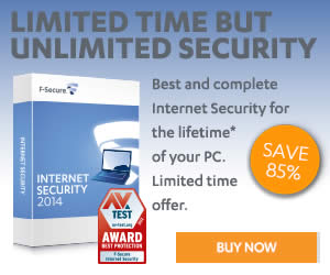 Featured image for (EXPIRED) F-Secure 85% OFF F-Secure Internet Security Software 29 Nov 2013 – 31 Jan 2014