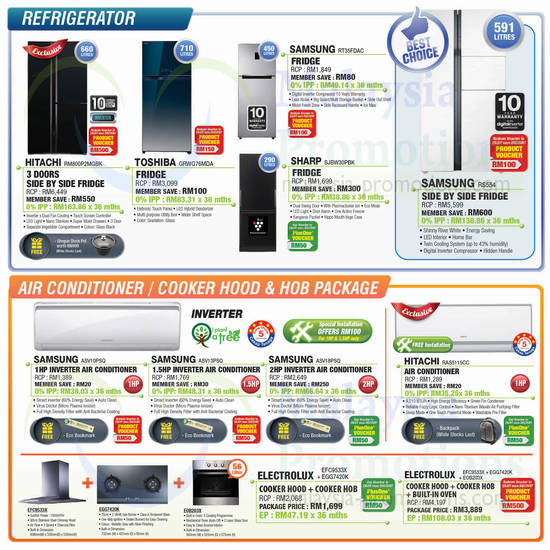 Fridges, Air Conditioners, Hitachi, Toshiba, Samsung, Sharp