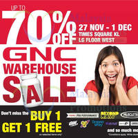 Featured image for (EXPIRED) GNC Up To 70% OFF Warehouse SALE @ Berjaya Times Square 27 Nov – 1 Dec 2013