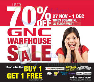 Featured image for (EXPIRED) GNC Up To 70% OFF Warehouse SALE @ Berjaya Times Square 27 Nov – 1 Dec 2013