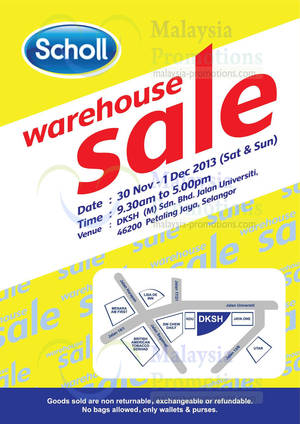 Featured image for (EXPIRED) Scholl Warehouse SALE @ Petaling Jaya, Selangor 30 Nov – 1 Dec 2013