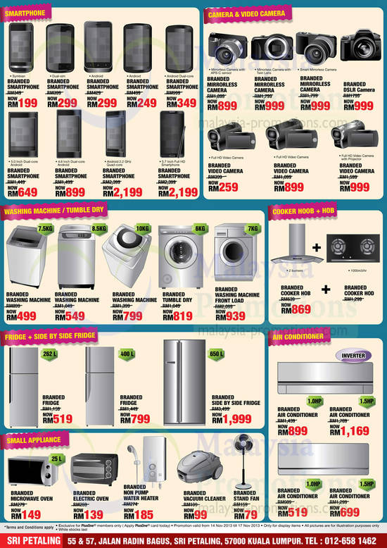 Smartphones, Digital Cameras, Washers, Fridges, Air Conditioners