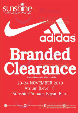 Featured image for (EXPIRED) Sunshine Wholesale Mart Branded Nike, Adidas Clearance SALE 22 – 24 Nov 2013