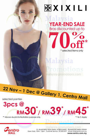 Featured image for (EXPIRED) XIXILI Up To 70% OFF Bras & Panties Year End SALE @ Centro Mall 22 Nov – 1 Dec 2013