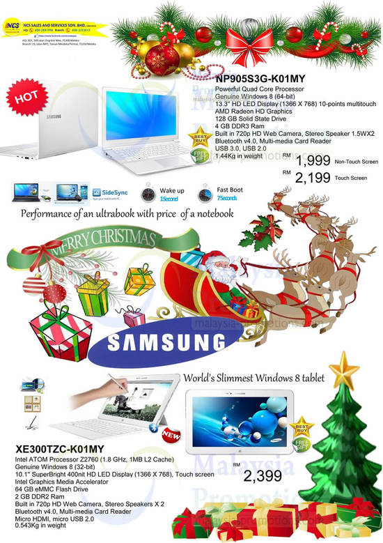 13 Dec NCS Samsung Notebooks Np905S3G-K01MY, XE300TZC-K01MY Tablet