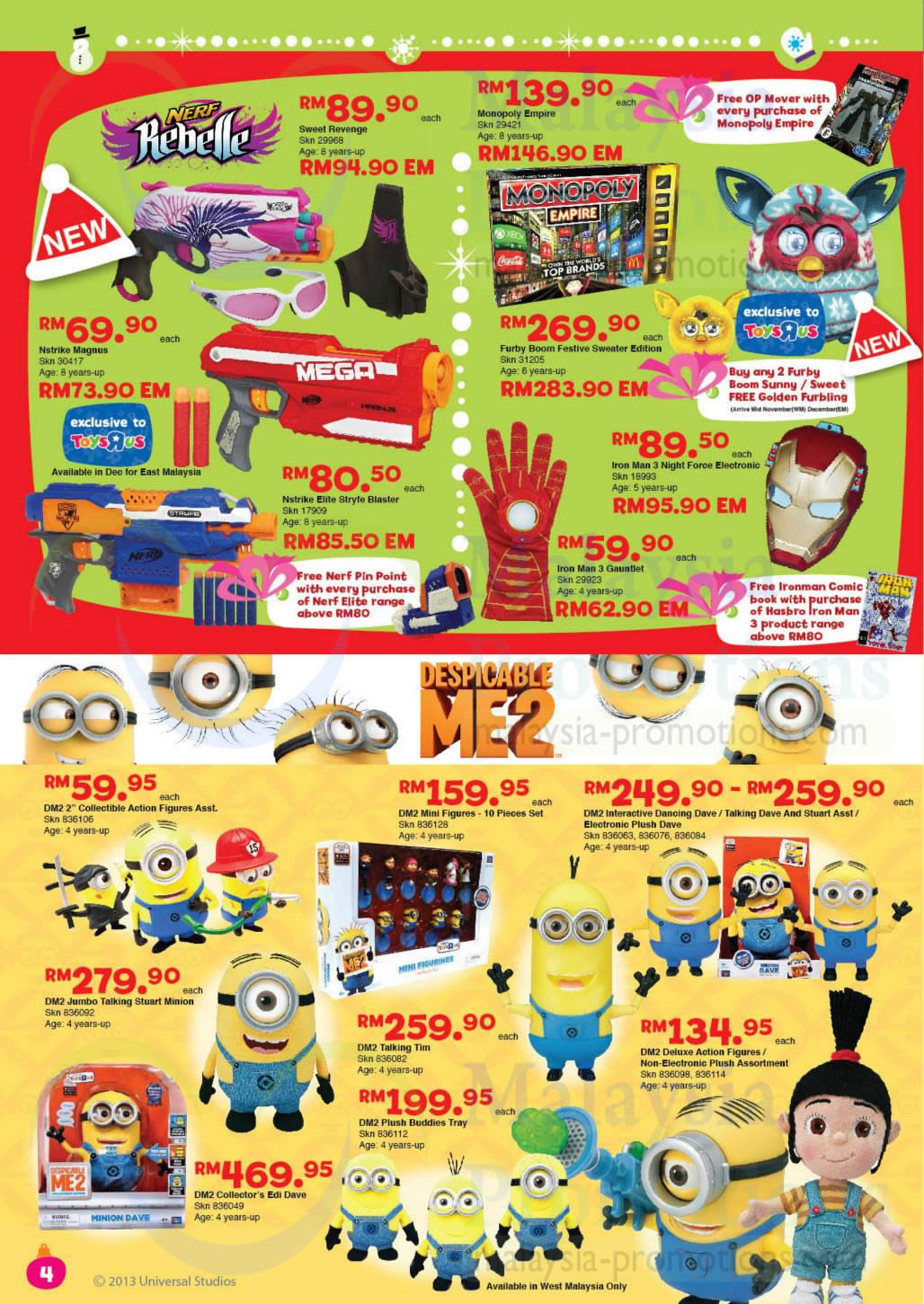 Babies R Us Nerf Rebelle Despicable Me 2 Toys The Big Toys R Us Book Offers 5 Nov 2013 2 Jan 2014 Msiapromos Com