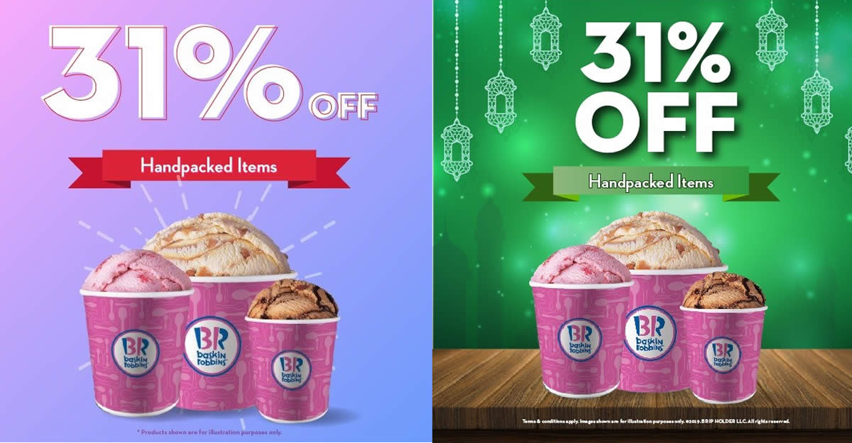 Featured image for Baskin-Robbins M'sia offering 31% off handpacked ice cream from 30 - 31 Dec 2022