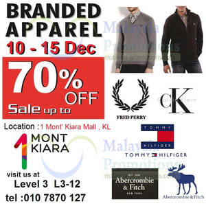 Featured image for Branded Apparels Warehouse SALE @ 1 Mont Kiara 10 – 15 Dec 2013
