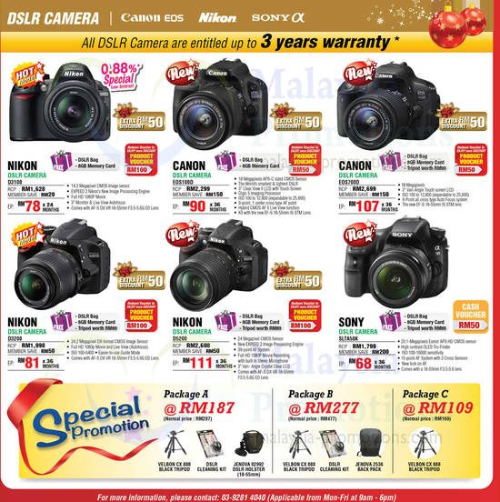 DSLR Digital Cameras, Nikon, Canon, Sony