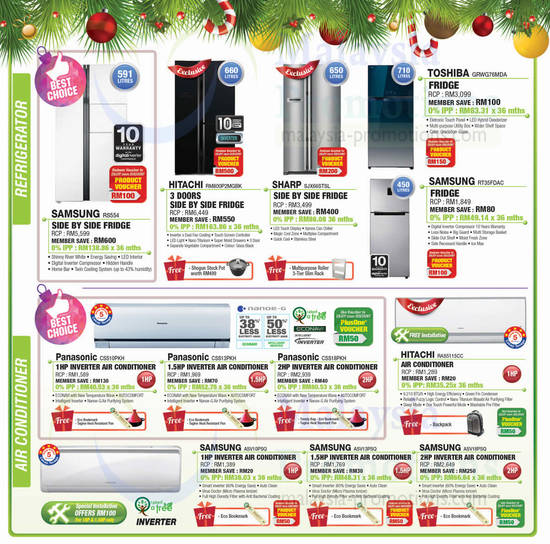 Fridges, Air Conditioners, Samsung, Hitachi, Sharp, Toshiba, Panasonic