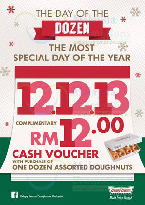 Featured image for (EXPIRED) Krispy Kreme FREE RM12 Voucher With 12 Doughnuts Purchase 12 Dec 2013