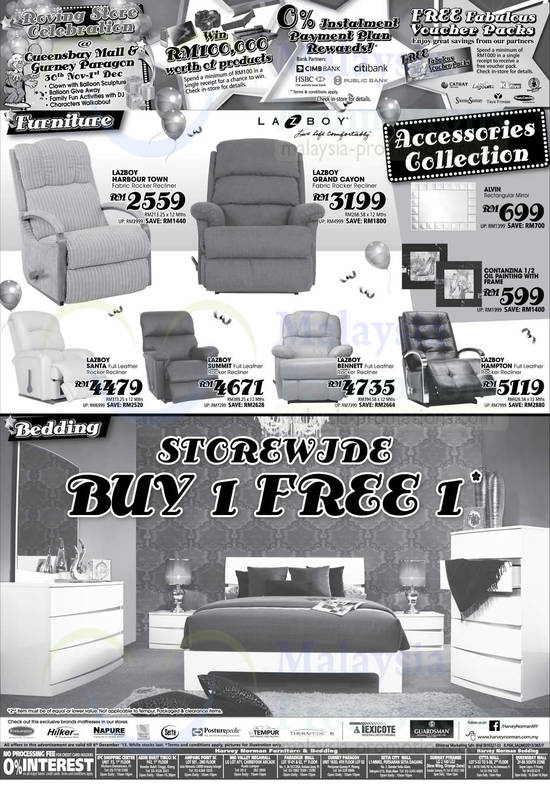 Lazboy Recliners, Bedding Buy 1 Get 1 Free