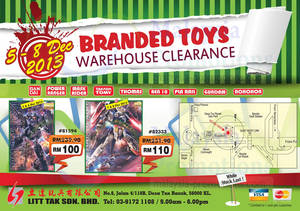 Featured image for Litt Tak Toys Warehouse SALE @ Kuala Lumpur 5 – 8 Dec 2013