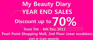 Featured image for (EXPIRED) My Beauty Diary SALE @ Pearl Point 5 – 8 Dec 2013