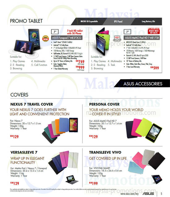 Tablets, Accessories Fonepad 7ME372Cg, Memo Pad HD7 ME173X