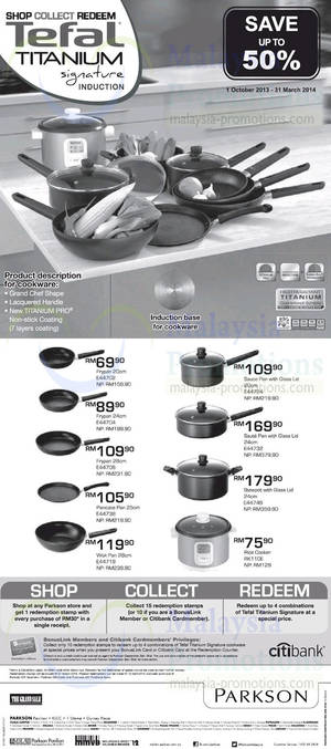 Featured image for Tefal Titanium Signature Induction Cookware Offers @ Parkson 18 Dec 2013