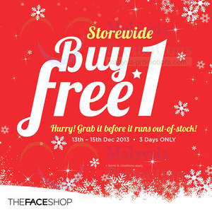 Featured image for (EXPIRED) The Face Shop Buy 1 Get 1 FREE Promo @ Nationwide 13 – 15 Dec 2013