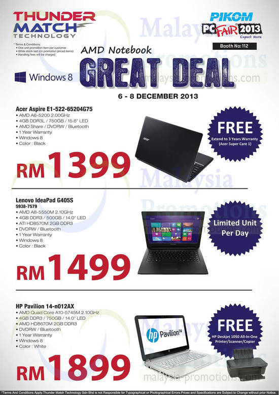 Thunder Match AMD Notebooks Acer, Lenovo, HP