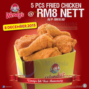 Featured image for (EXPIRED) Wendy’s RM8 For 5pcs Chicken Deal Promo 8 Dec 2013