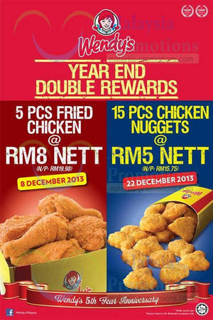 Featured image for (EXPIRED) Wendy’s RM5 For 15pcs Chicken Nuggets Promo 22 Dec 2013