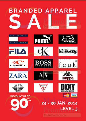 Featured image for Branded Apparel Up To 90% OFF SALE @ 1 Mont Kiara 24 – 30 Jan 2014