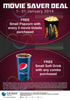 Featured image for (EXPIRED) Cathay Cineplexes FREE Popcorn With 2 Tickets Purchase Promo 1 – 31 Jan 2014