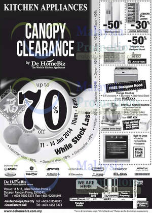 Featured image for De HomeBiz Kitchen Appliances Clearance SALE @ KL 11 – 14 Jan 2014