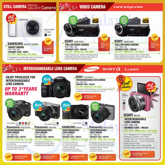 Digital Cameras, DSLRs, Video Cameras, Samsung, Sony, Panasonic