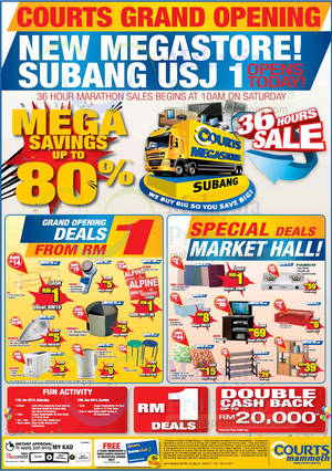 Featured image for (EXPIRED) Courts Subang USJ One Grand Opening Megastore Offers 11 – 12 Jan 2014