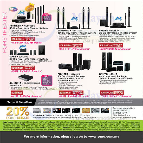 Home Theatre Systems, Component Package, Pioneer, Samsung, Philips, Sony