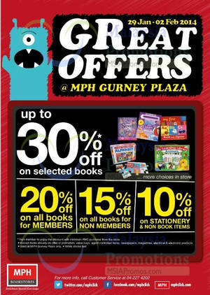 Featured image for (EXPIRED) MPH Bookstores 15% OFF Books Storewide Promo @ Gurney Plaza 29 Jan – 2 Feb 2014