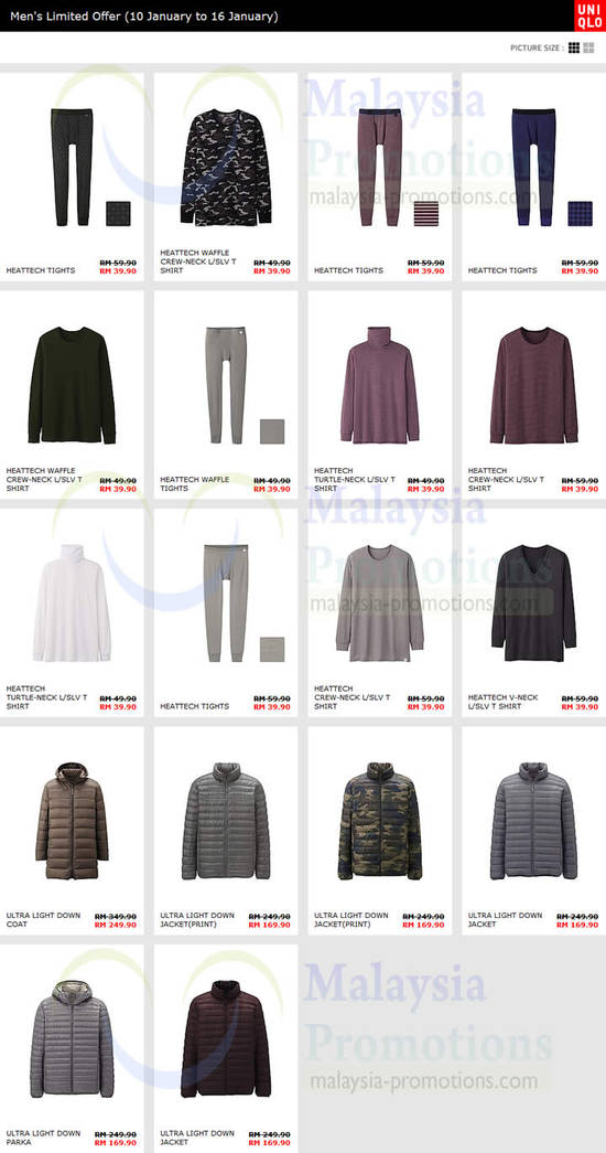 Mens Heattech, T-Shirt, Tights, Jackets, Coats, Parka