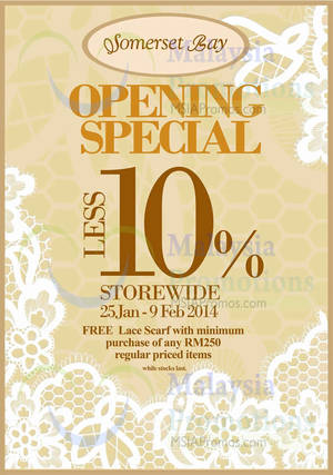 Featured image for (EXPIRED) Somerset Bay 10% OFF Storewide Opening Promo @ Cheras Sentral 25 Jan – 9 Feb 2014