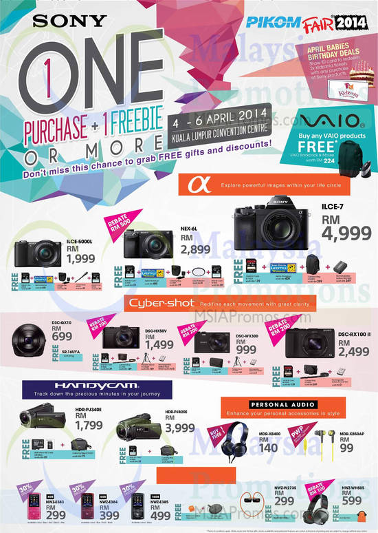 2 Apr Sony Purchase One, Free One Offer on Digital Cameras, Handycams, Personal Audios