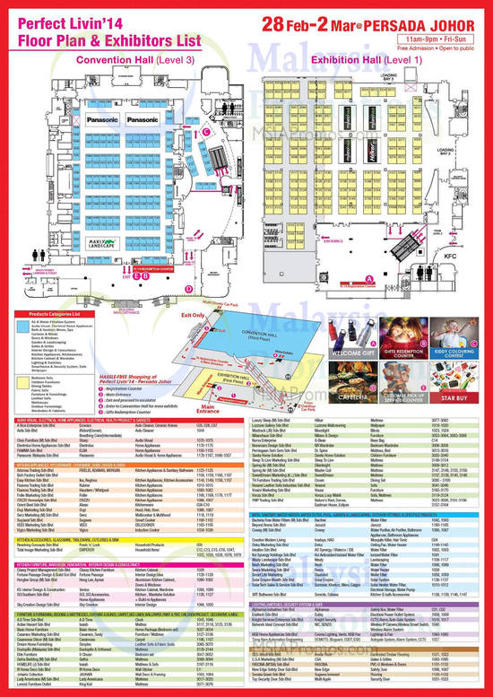 25 Feb Floor Plan, Exhibitors List, Persada Johor