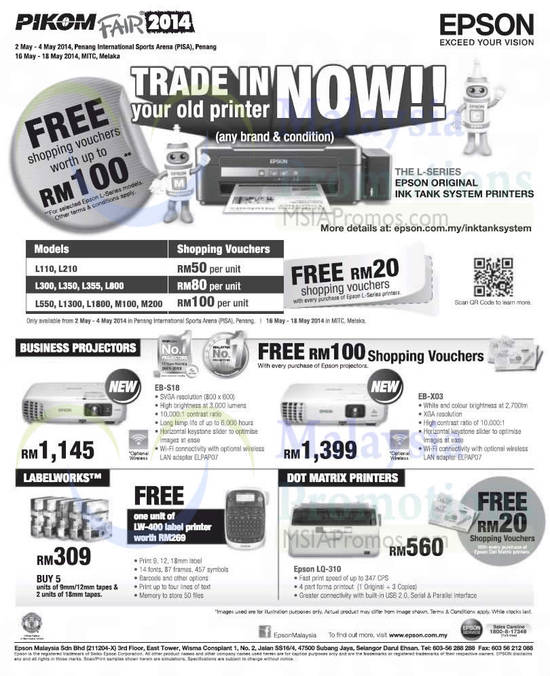 29 Apr Epson  Printer Trade-In, Projector, Labeller