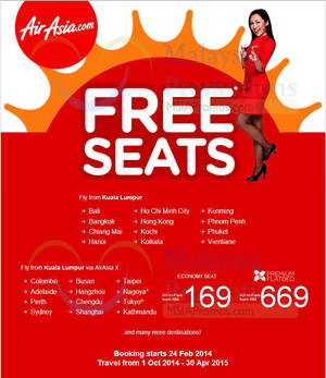 Featured image for (EXPIRED) Air Asia FREE Seats Promo 24 Feb – 2 Mar 2014