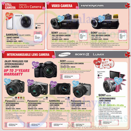 Digital Cameras, Camcorders, Samsung, Sony, Panasonic